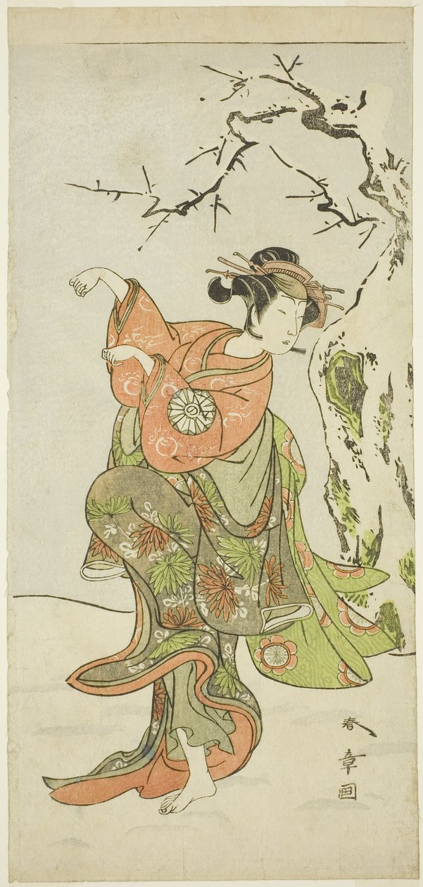 Aktör Nakamura Noshio I, Izu-goyomi Shibai no Ganjitsu (Izu Takviminin İlk Performans Günü) Oyununun İkinci Bölümünde Bir Dans Sırasında (Shosagoto) Furui
