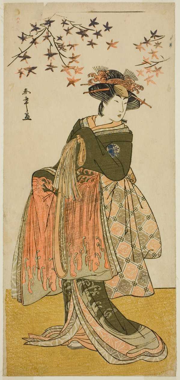 Aktör Nakayama Tomisaburo I, Play Kabuki no Hana Bandai Soga'daki Geisha Yukino (veya Oyuki?) Olarak, Dördüncü Ayda Ichimura Tiyatrosu'nda Gösterilen, 1781 by Katsukawa Shunsho
