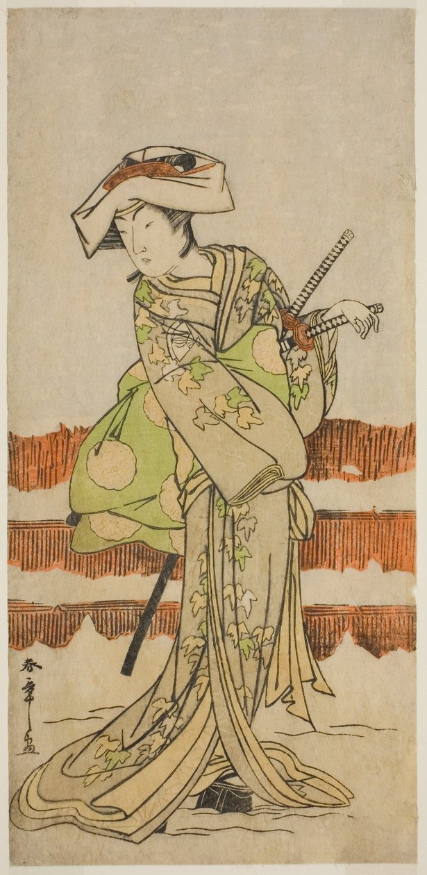 Aktör Onoe Kikugoro I Kanadehon Chushin Nagori no Kura oyununda Tonase rolünde, Nakamura Tiyatrosu