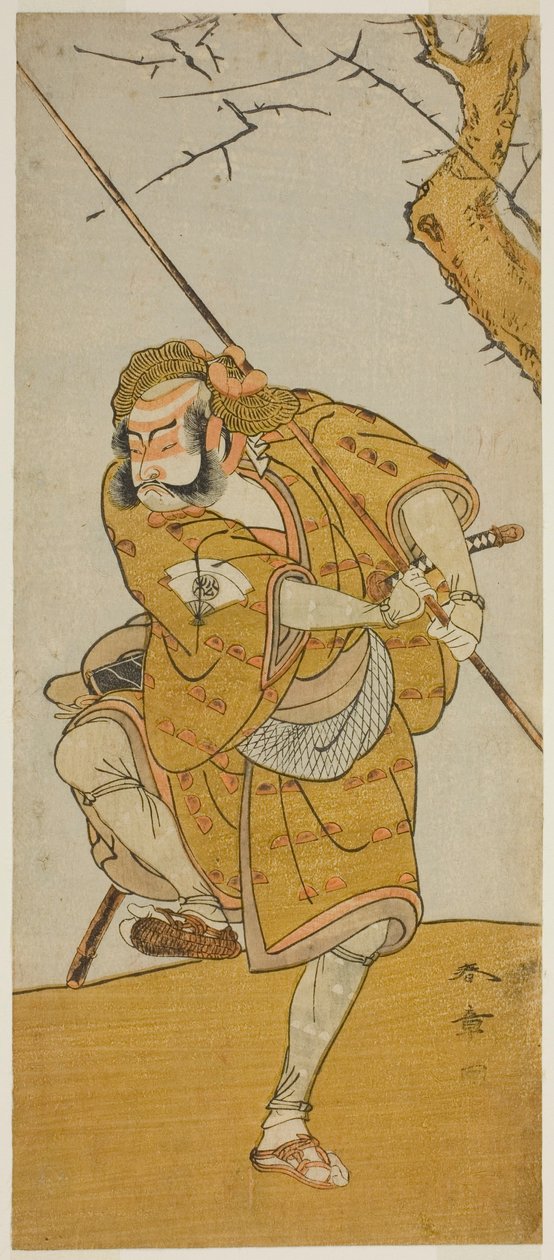 Aktör Onoe Matsusuke I, Kobayashi no Asahina rolünde Edo no Haru Meisho Soga Oyununda Kuş Avcısı Kılığında, Ichimura Tiyatrosu