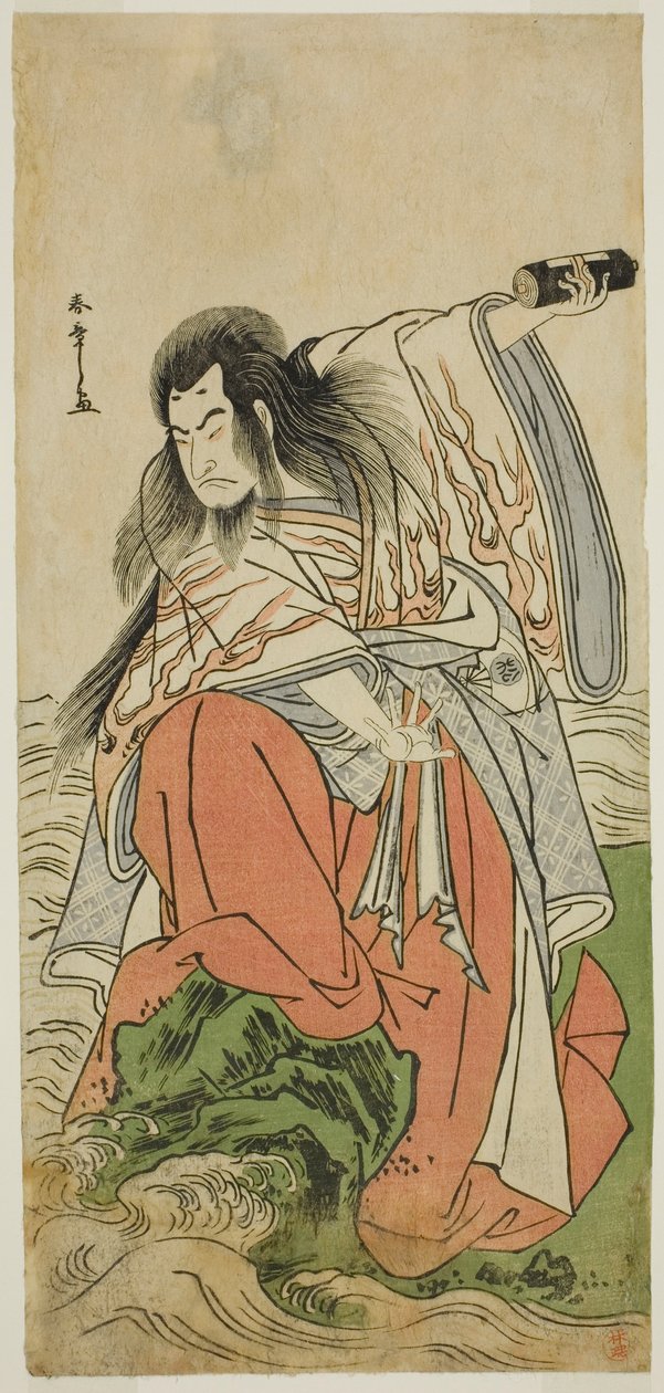 Aktör Onoe Matsusuke I, Kitekaeru Nishiki no Wakayaka oyununda Emekli İmparator Sutoku rolünde, Nakamura Tiyatrosu'nda On Birinci Ayda Gösterilen, 1780 by Katsukawa Shunsho