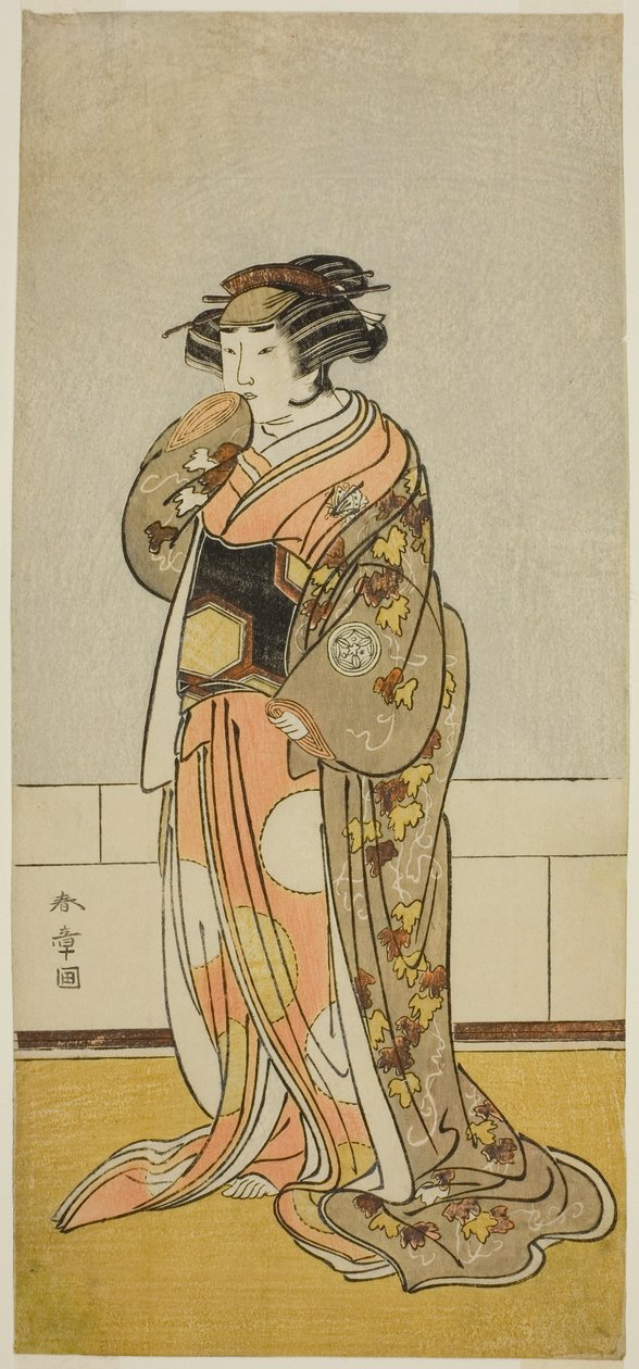 Aktör Yamashita Kinsaku II Leydi Kikusui olarak (Kikusui Gozen) (?) Kaeribana Eiyu Taiheiki (?) Oyununda Nakamura Tiyatrosu