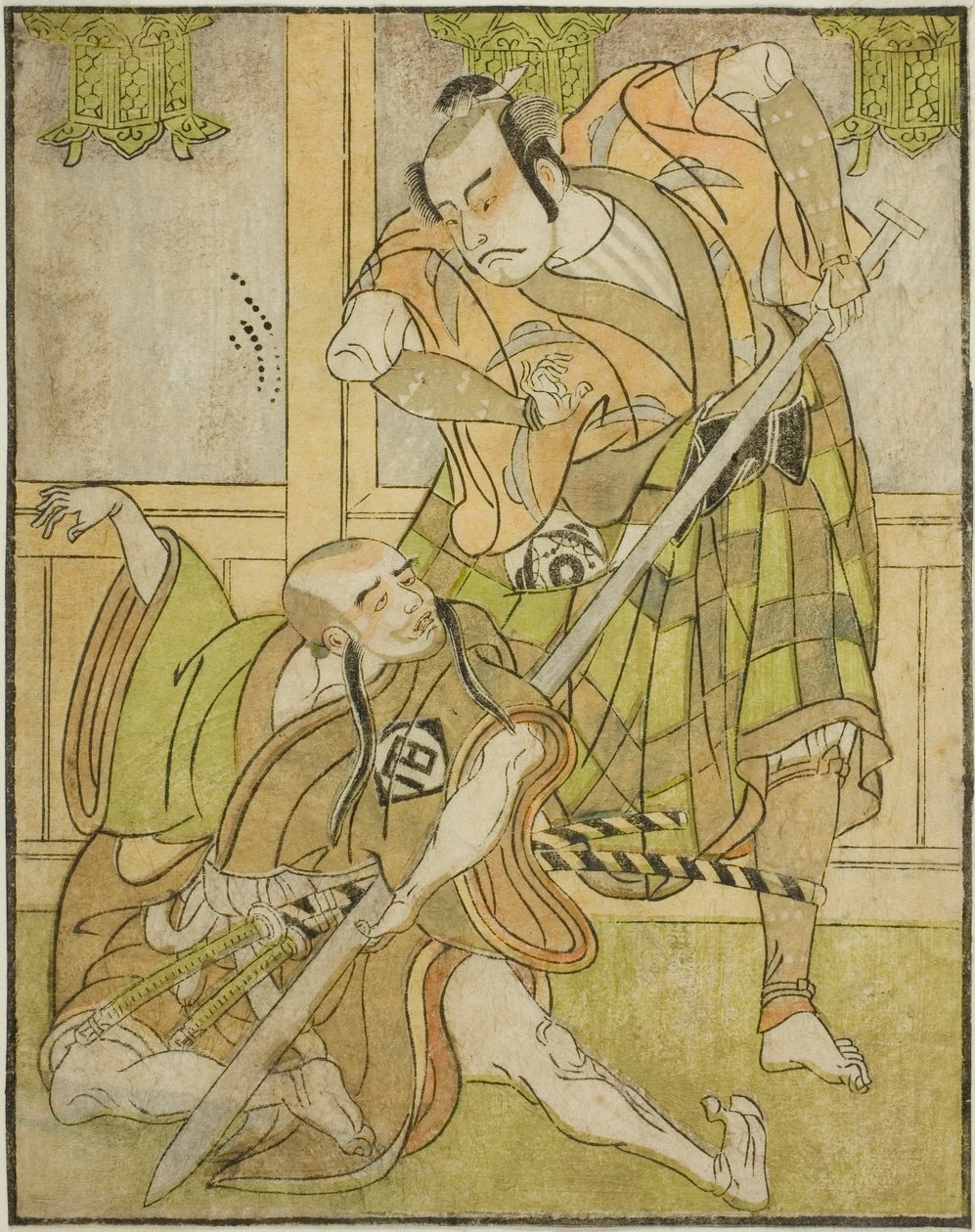 Kasaya Matakuro II, Yakko Gunnai kılığına girmiş Nobuyori (sağda) ve Miyazaki Hachizo, Onbirinci Ay