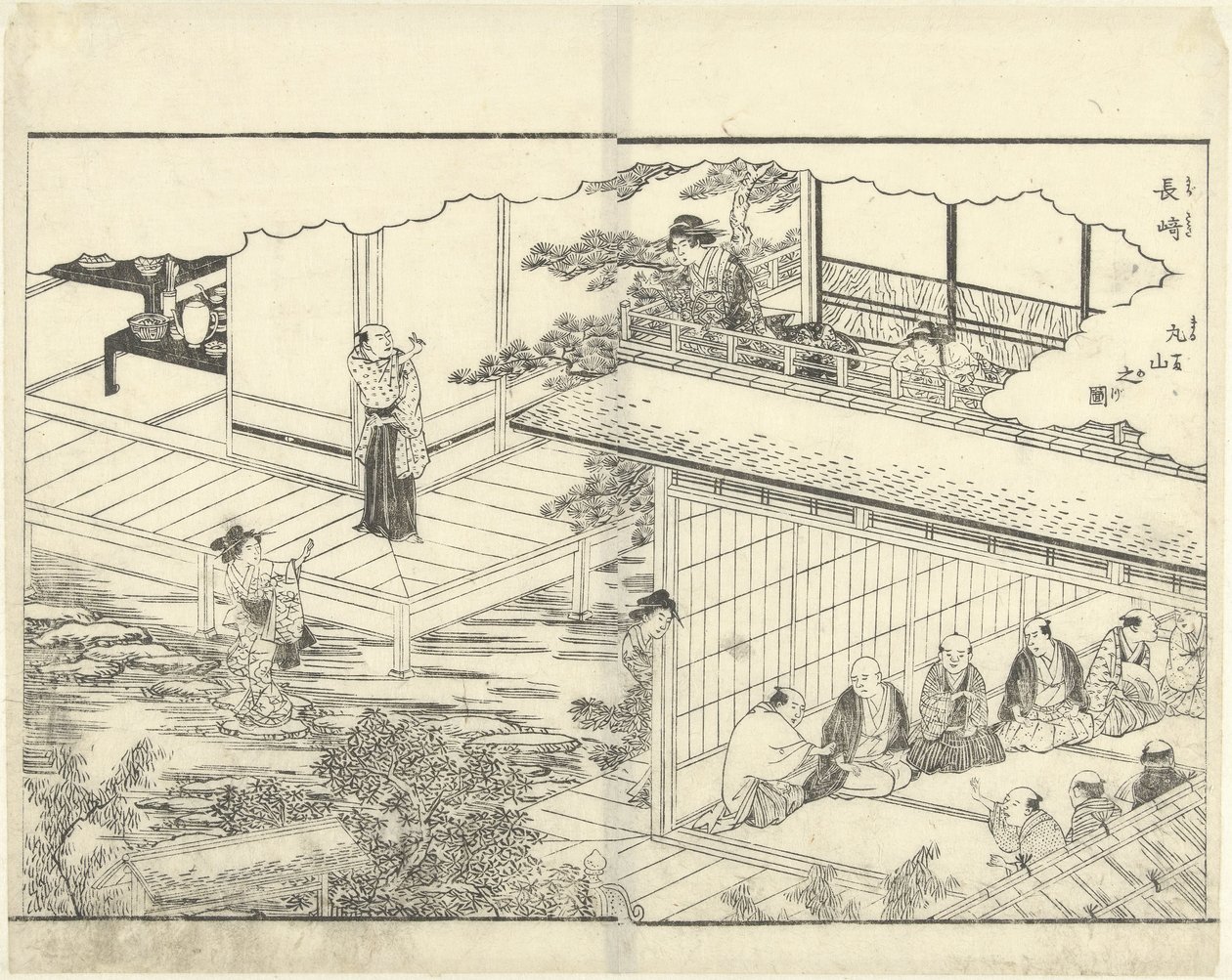 Nagasaki'deki Maruyama Nagasaki Maruyama no zu (nesnedeki başlık) by Katsukawa Shuntei