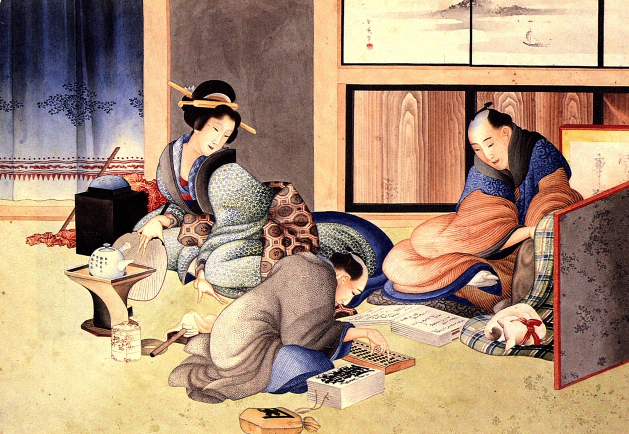 Hesabı oluşturan bir tüccar by Katsushika Hokusai