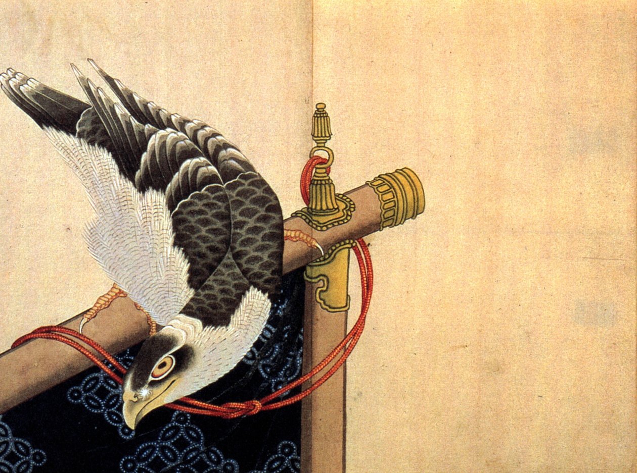 Şahin tören standında by Katsushika Hokusai