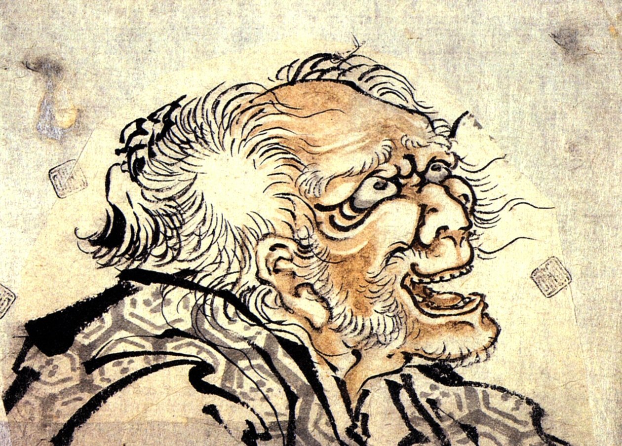 Yaşlı bir adamın başı by Katsushika Hokusai