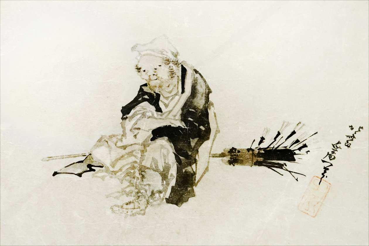 Bambu çırpıcı seyyar satıcısı by Katsushika Hokusai