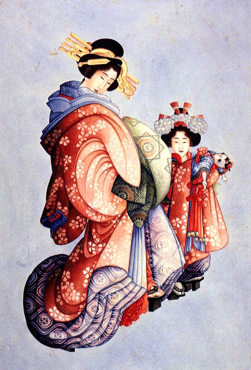 Oiran ve Kamuro by Katsushika Hokusai