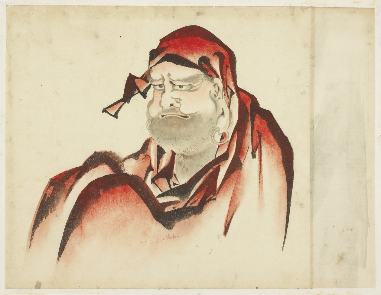 Kırmızı Cüppeli Daruma, c.1815-1849 (kağıt üzerinde mürekkep ve renkli) by Katsushika (school of) Hokusai