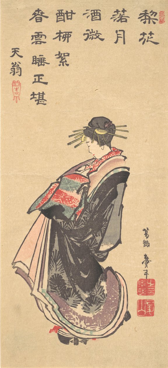 Geçit Töreninde Pek Çok Cüppe Giyinmiş Bir Fahişe, 18. yüzyılın sonları ve 19. yüzyılın başlarında. by Katsushika Hokusai