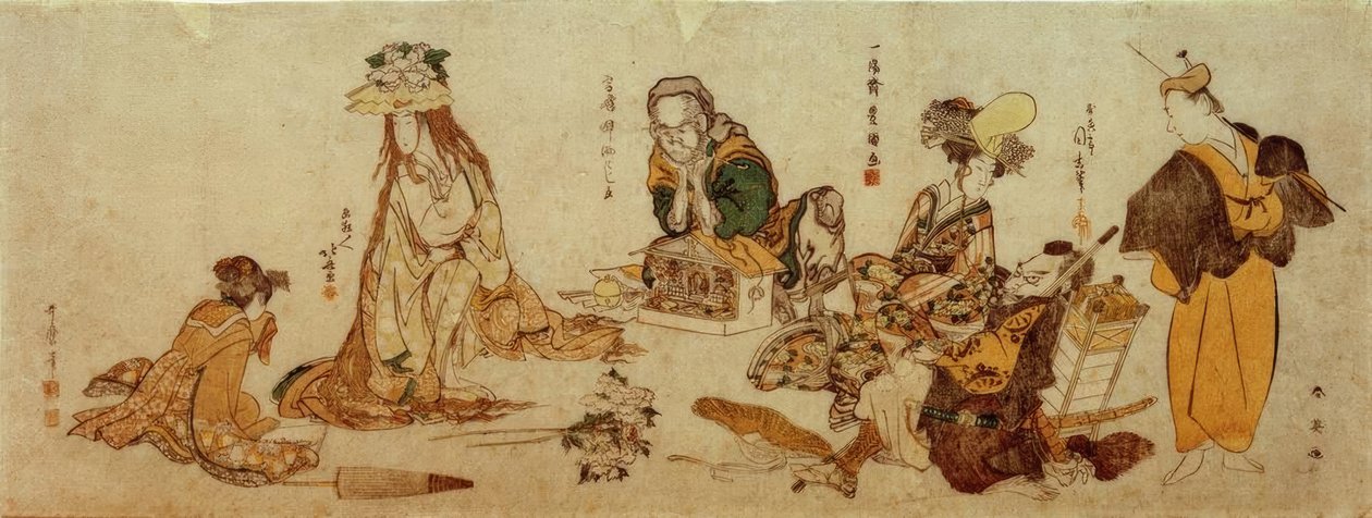 Kabuki danslarına göndermeler by Katsushika Hokusai