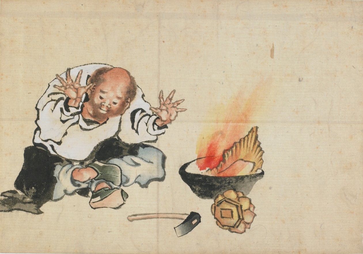 Bir Budist İmgesi Yakmak, 18. yüzyılın sonu ve 19. yüzyılın başı. by Katsushika Hokusai