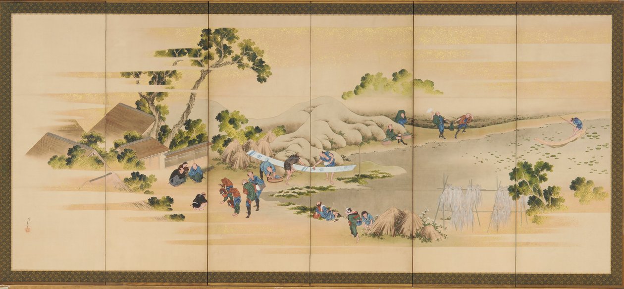 Ülke Manzaraları ve Fuji Dağı, çiftlerden biri, Edo dönemi, yaklaşık. 1830-1832. by Katsushika Hokusai