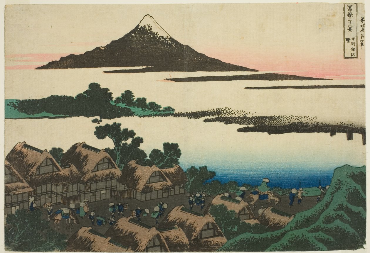 Kai Eyaletindeki Isawa'da Şafak (Koshu Isawa no akatsuki), "Fuji Dağı'nın Otuz Altı Manzarası (Fugaku sanjurokkei)" serisinden by Katsushika Hokusai