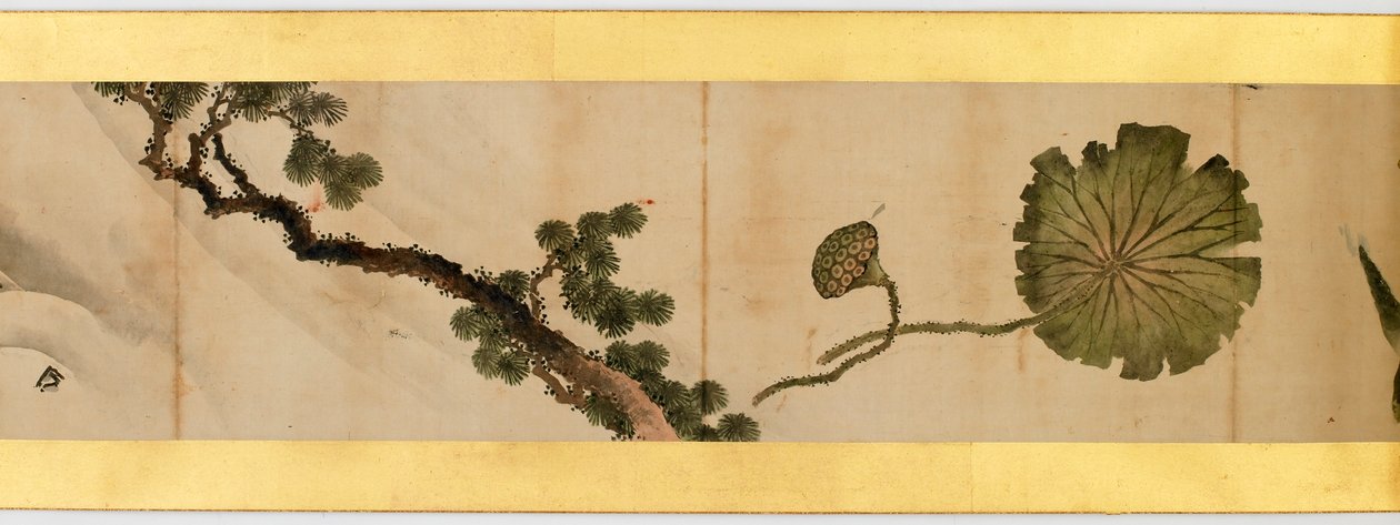Çeşitli Resimlerle Elle Kaydırma Detayı, Edo Dönemi, kağıt üzerinde 1839 mürekkep ve renk by Katsushika Hokusai