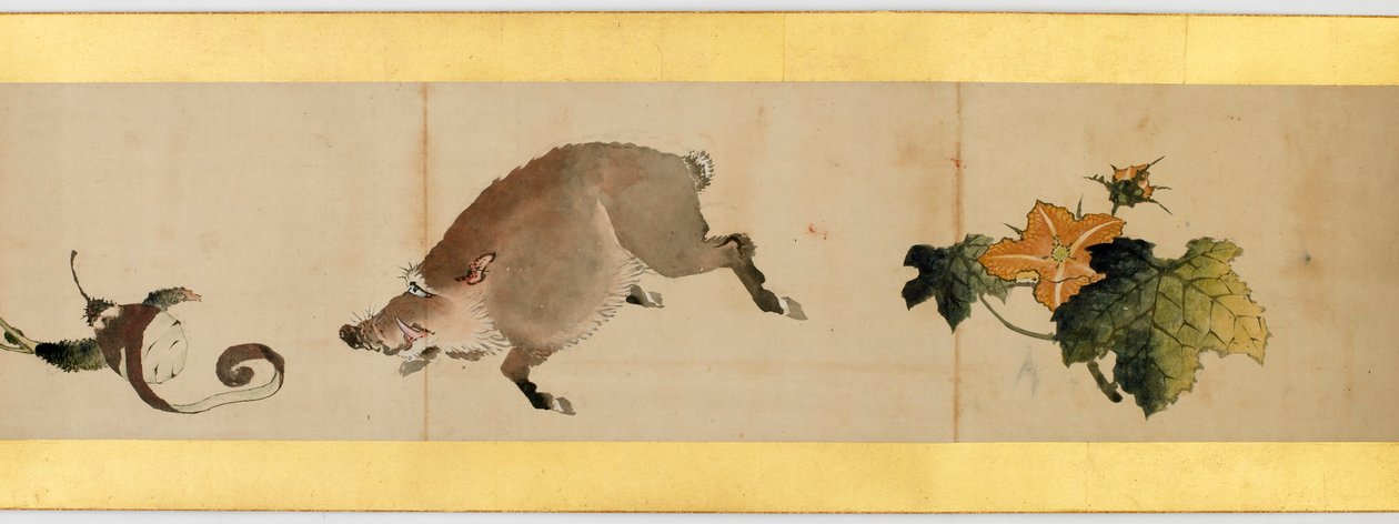 Çeşitli Resimlerle Elle Kaydırma Detayı, Edo Dönemi, kağıt üzerinde 1839 mürekkep ve renk by Katsushika Hokusai