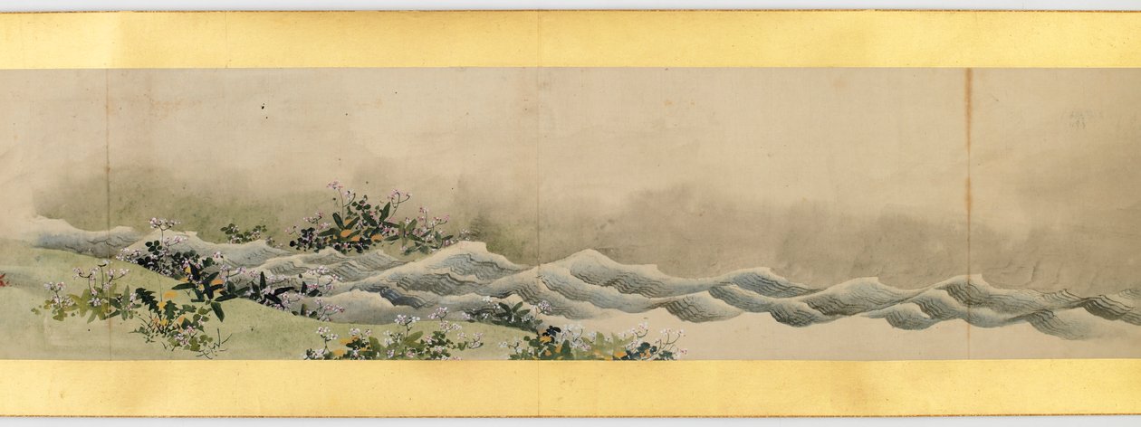 Çeşitli Resimlerle Elle Kaydırma Detayı, Edo Dönemi, kağıt üzerinde 1839 mürekkep ve renk by Katsushika Hokusai