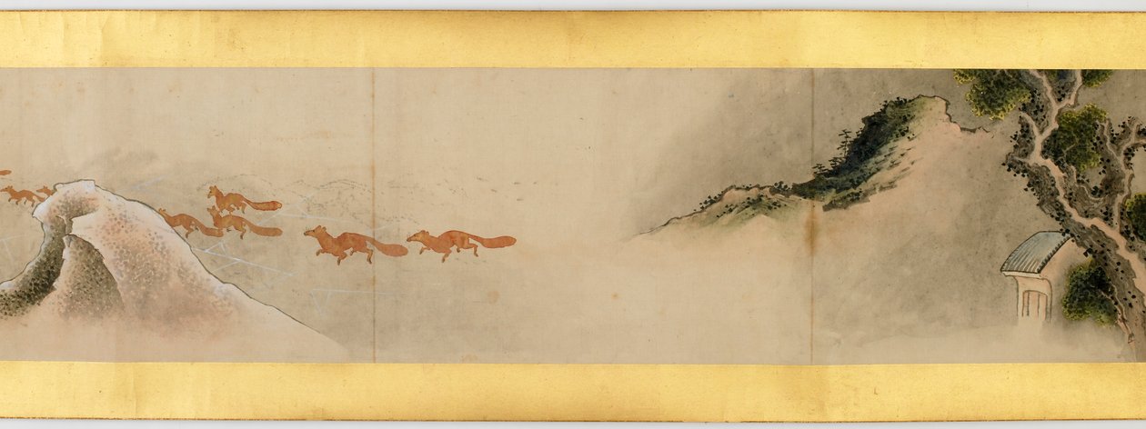 Çeşitli Resimlerle Elle Kaydırma Detayı, Edo Dönemi, kağıt üzerinde 1839 mürekkep ve renk by Katsushika Hokusai