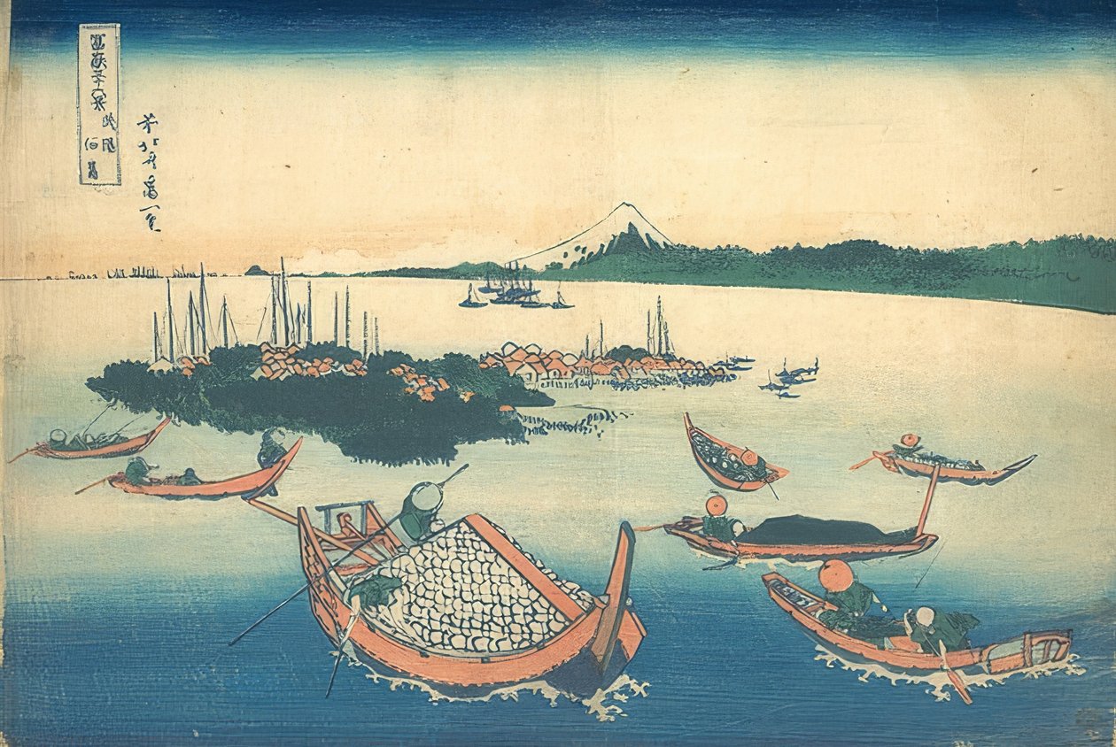 Musashi Eyaletindeki Tsukuda Adası (resim dizisinden, Fuji Dağı