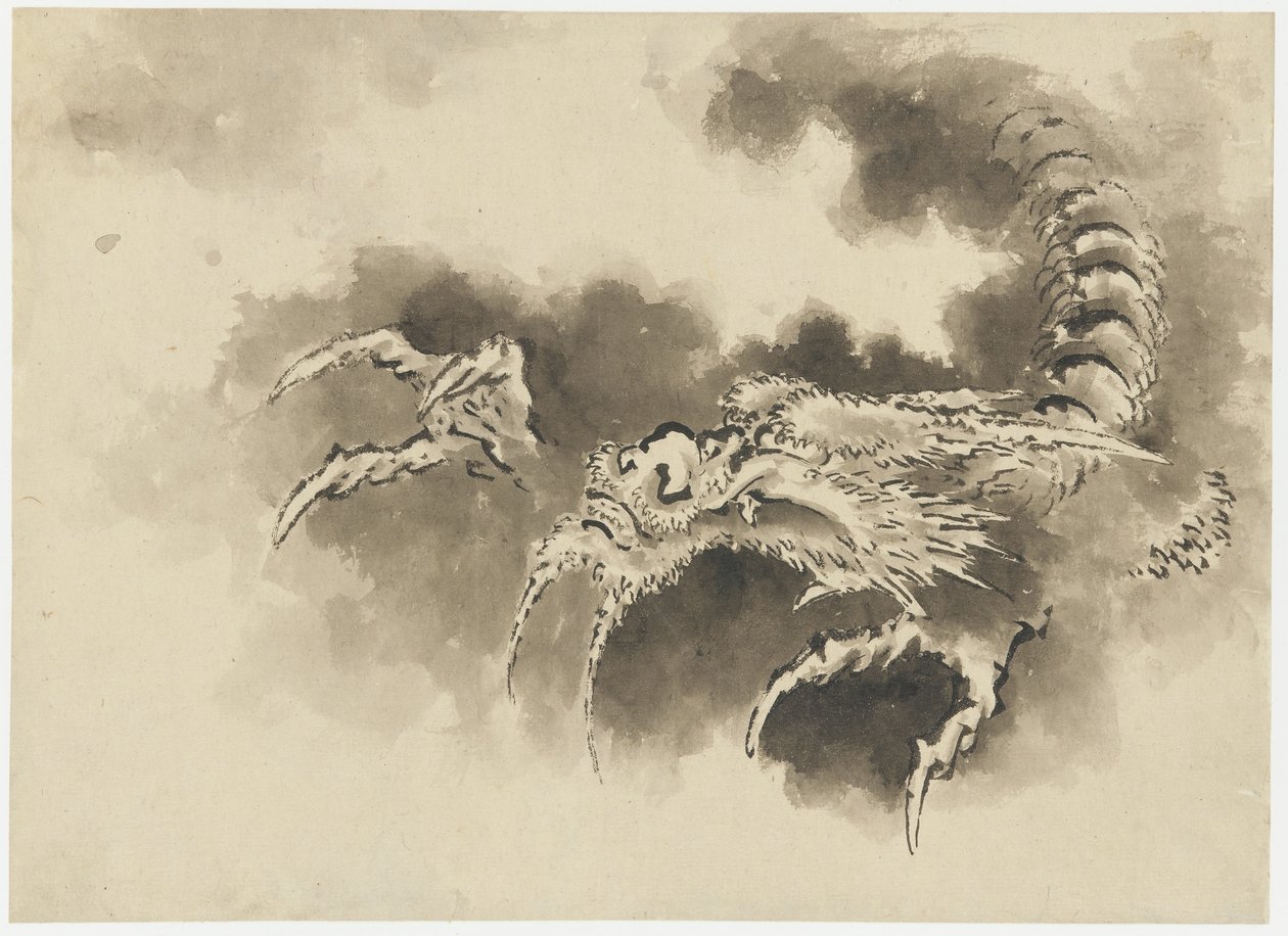 Bulutlardan çıkan ejderha, Edo dönemi (kağıt üzerine mürekkep) by Katsushika Hokusai