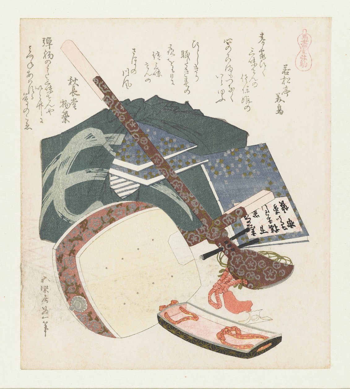 Üç dize tay Sangenkoma (nesne üzerindeki başlık) Atlı bir dizi (dizi adı) Umazukushi (nesne üzerinde seri başlığı) by Katsushika Hokusai