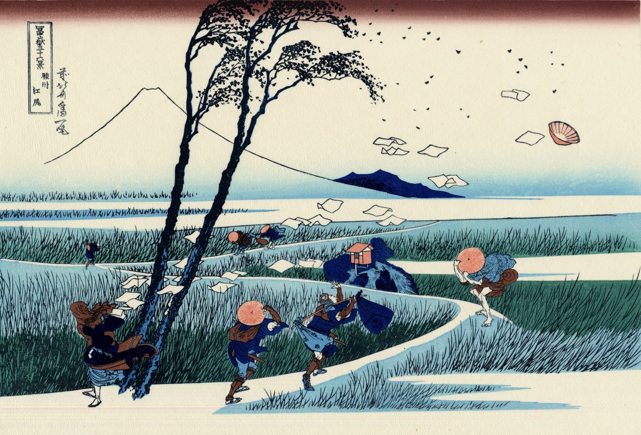 Suruga eyaletindeki Ejiri, 1830 dolayları (tahta baskı) by Katsushika Hokusai