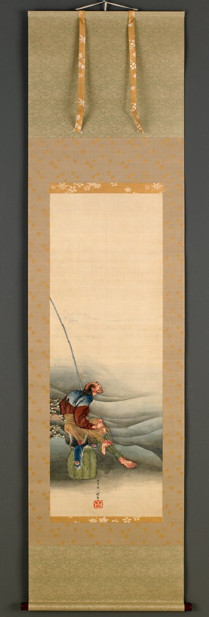 Balıkçı, Edo Dönemi, 1849 (ipek üzerine mürekkep ve renk) by Katsushika Hokusai
