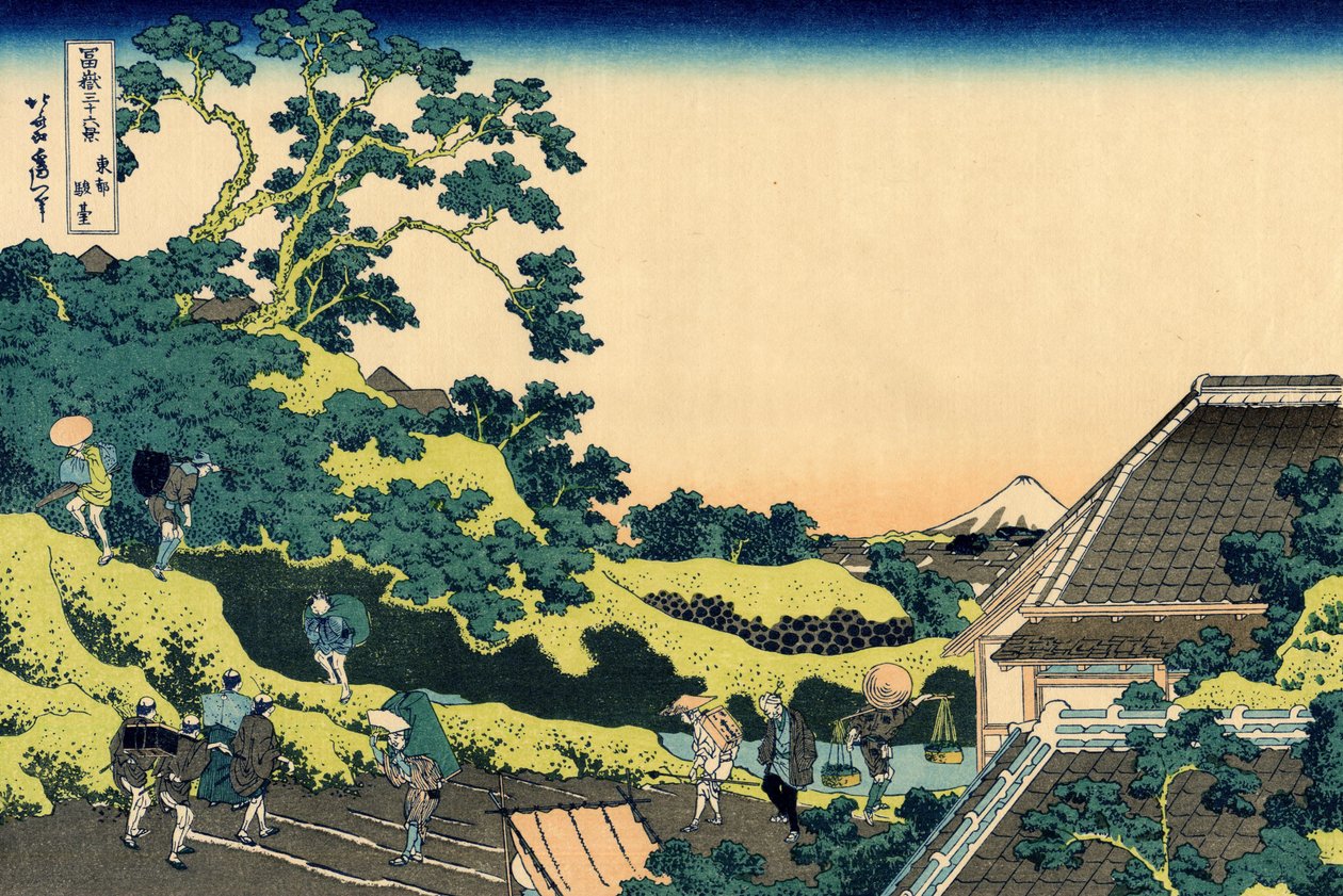 Mishima geçidinden Fuji, Edo, c.1830 (tahta baskı) by Katsushika Hokusai