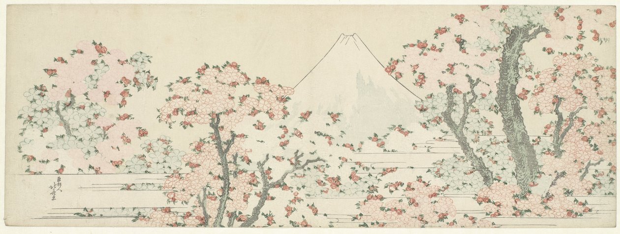 Kiraz Çiçeği üzerinde Fuji, c.1800-1805 (tahta baskı) by Katsushika Hokusai