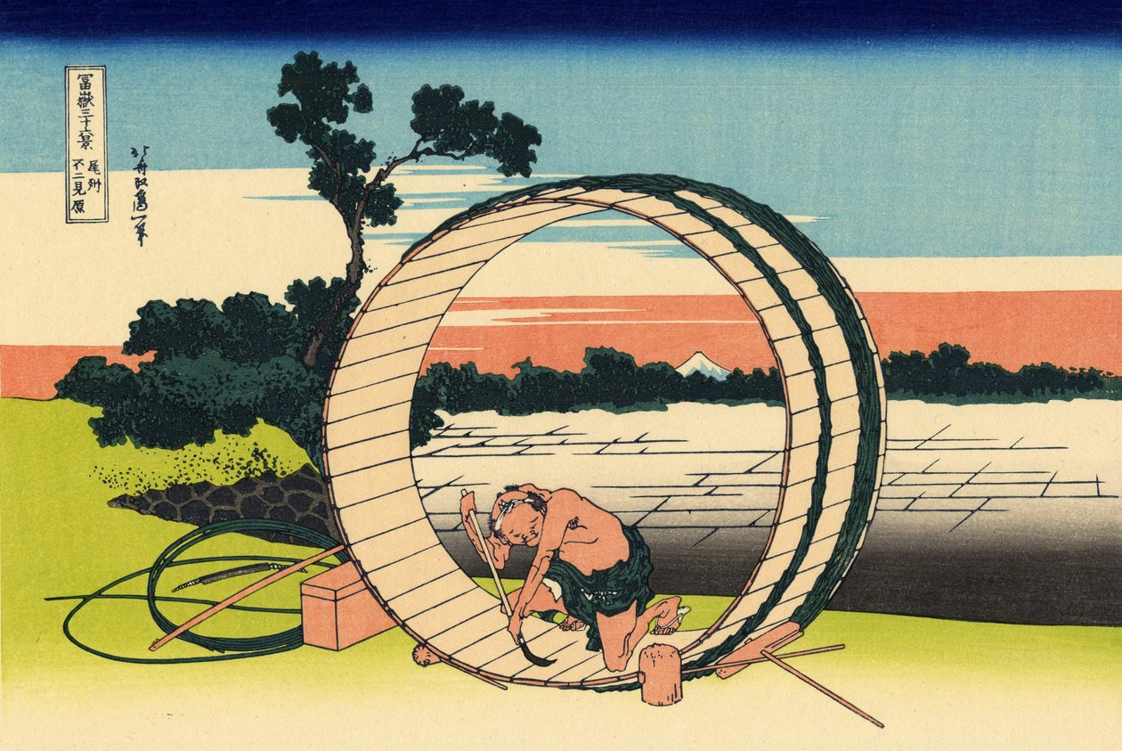 Owari eyaletindeki Fujimi Fuji görüş alanı, 1830 dolayları (tahta baskı) by Katsushika Hokusai