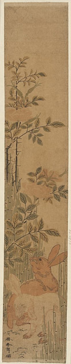 Tavşanlar ve Güller by Katsushika Hokusai