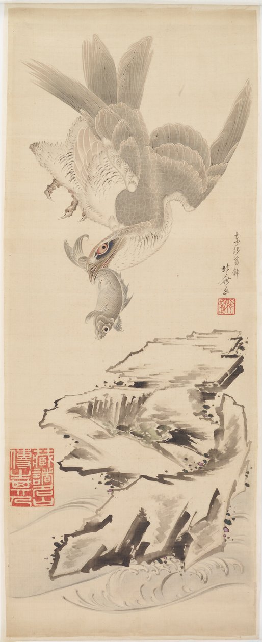 Şahin ve balık, 18. yüzyılın sonu ve 19. yüzyılın başı. by Katsushika Hokusai
