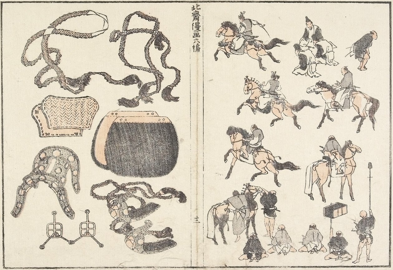 At Binicileri ve Koşum Takımı, 1817 by Katsushika Hokusai