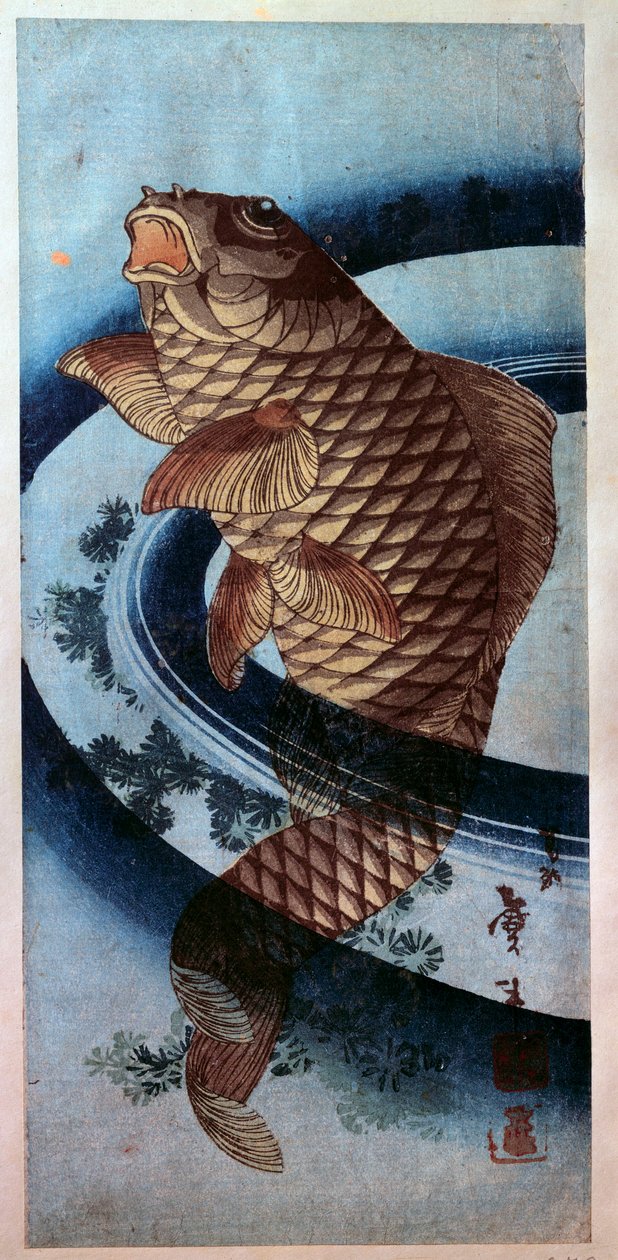 Japon sanatı: bir sazan. Katsushika Hokusai (1760-1849) tarafından basılmıştır 19. yüzyıl Paris, Musee Guimet by Katsushika Hokusai