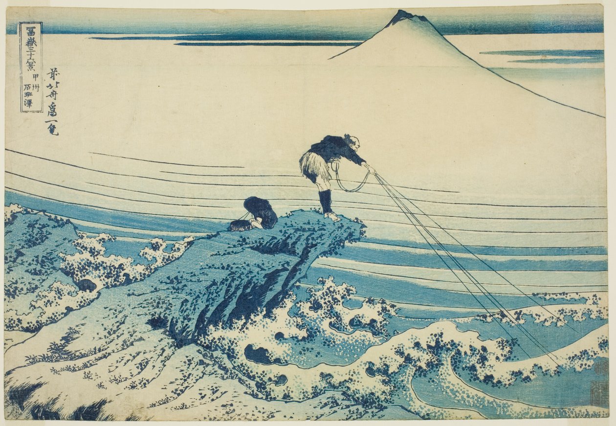 Kai Eyaletindeki Kajikazawa (Koshu Kajikazawa), "Fuji Dağı'nın Otuz Altı Manzarası (Fugaku sanjurokkei)" serisinden by Katsushika Hokusai