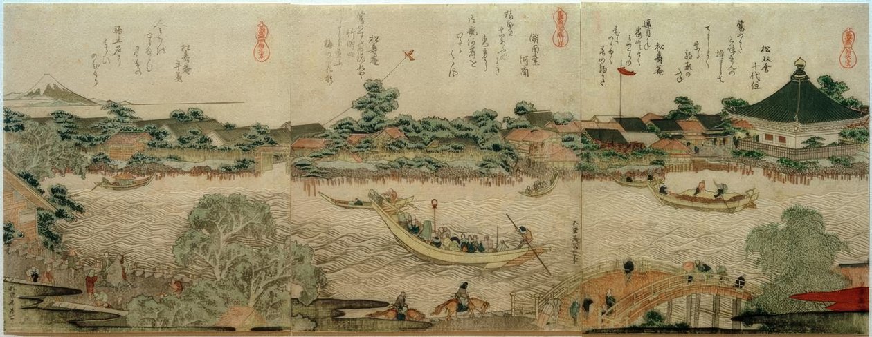 Kulthalle des Komagata-Tempels by Katsushika Hokusai