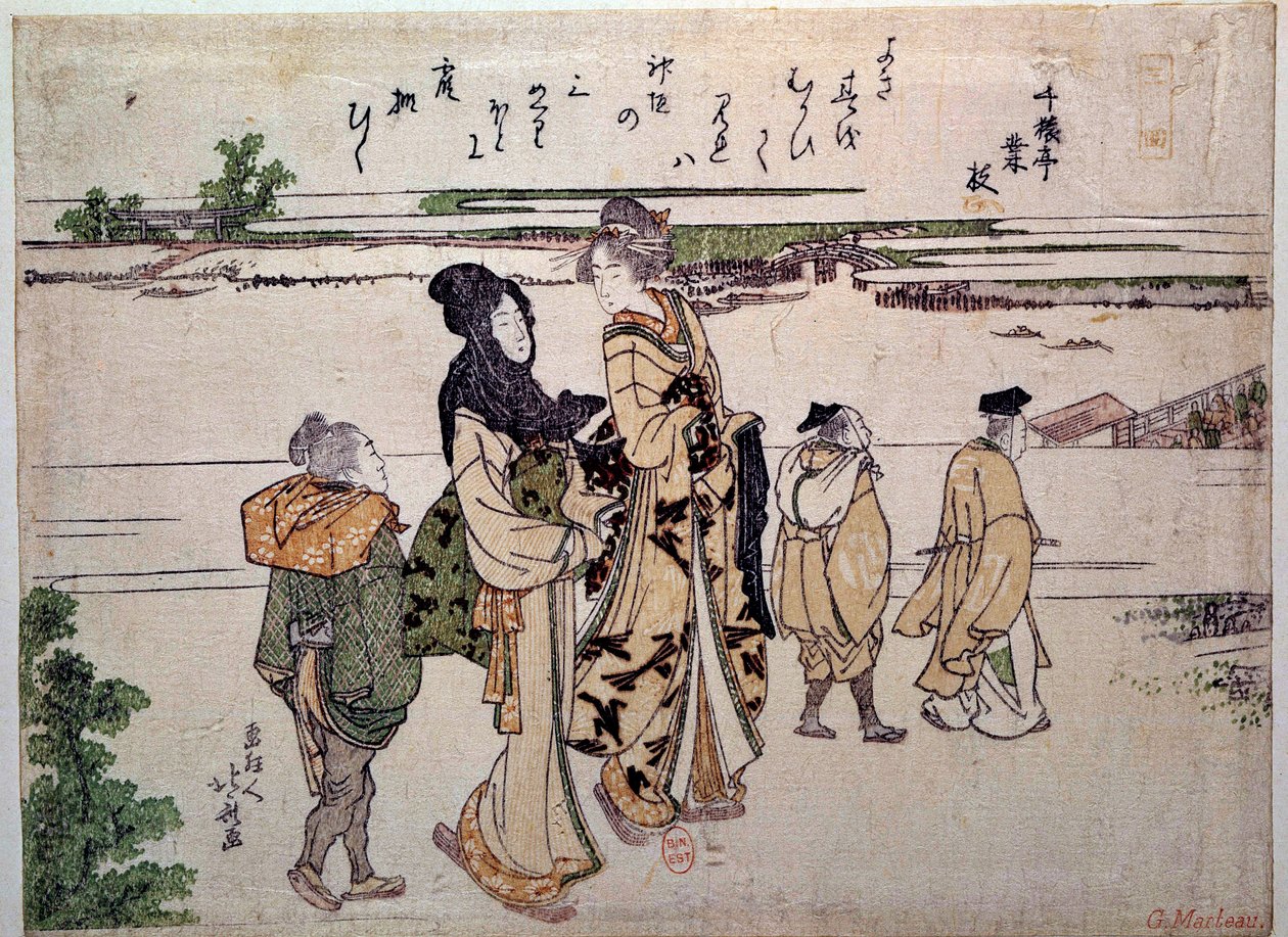 Sahil şeridi. Katsushika Hokusai (1760-1849) 19. yüzyıla ait baskılar. Paris, B.N. by Katsushika Hokusai