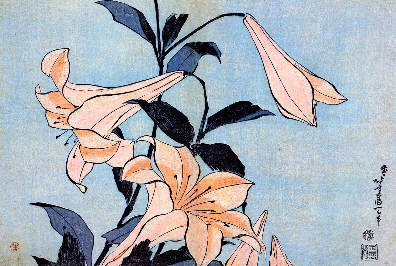 Zambaklar, c1830. by Katsushika Hokusai