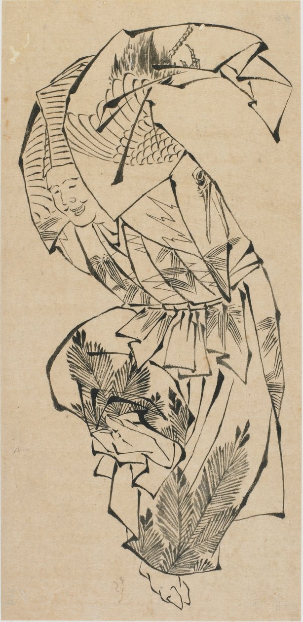 Erkek dansçı, Manzai, 18. yüzyılın sonu ve 19. yüzyılın başı. by Katsushika Hokusai
