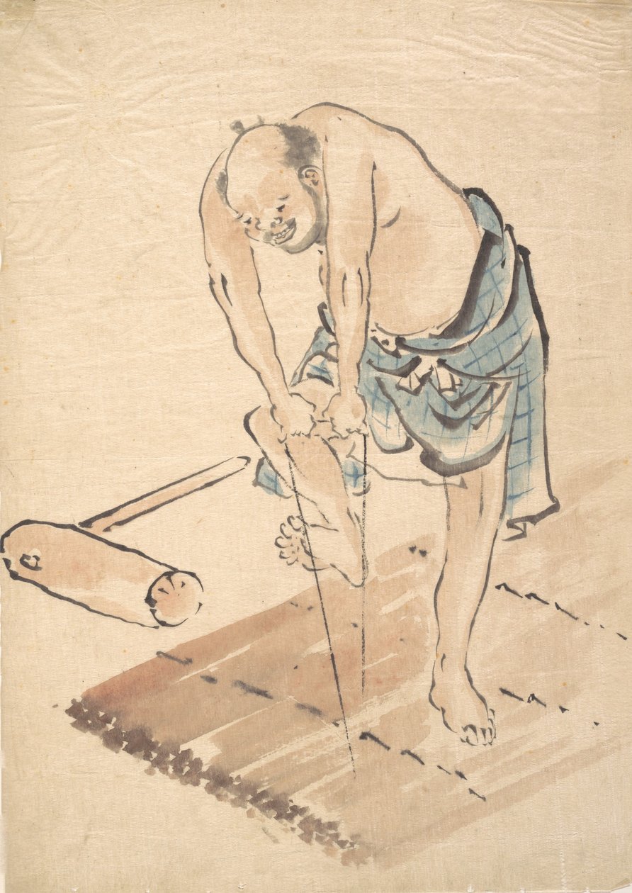 Rafttaki Adam. by Katsushika Hokusai