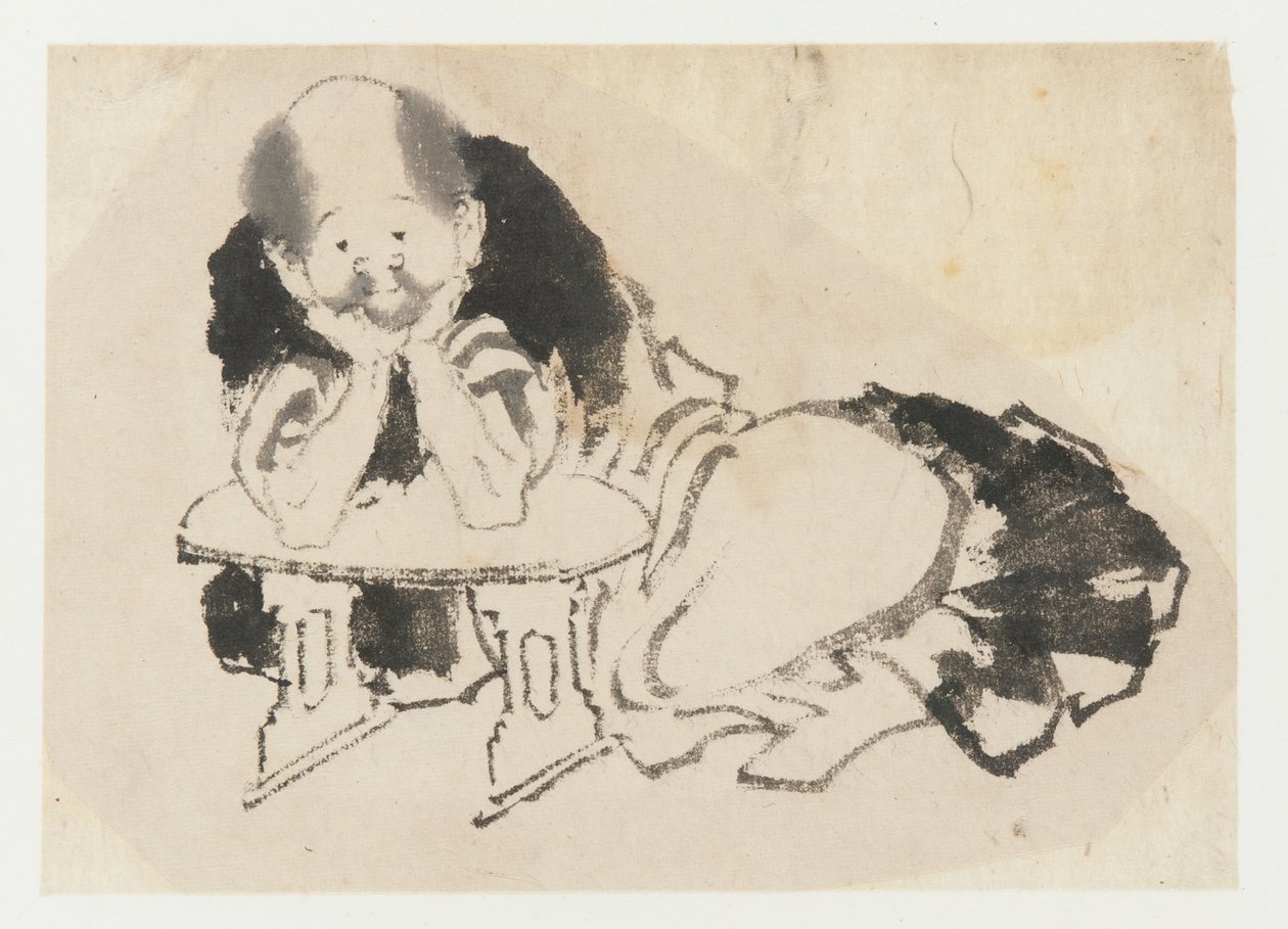 Kolçaklı oturan adam, Edo dönemi, 19. yüzyıl. by Katsushika Hokusai