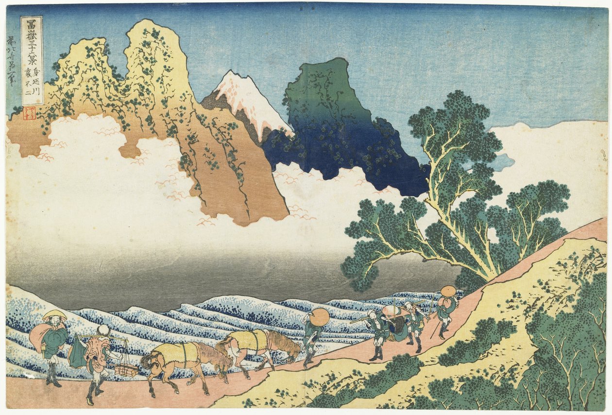Arkadan görülen Minobu Nehri ve Fuji Dağı, 1831-1834 by Katsushika Hokusai