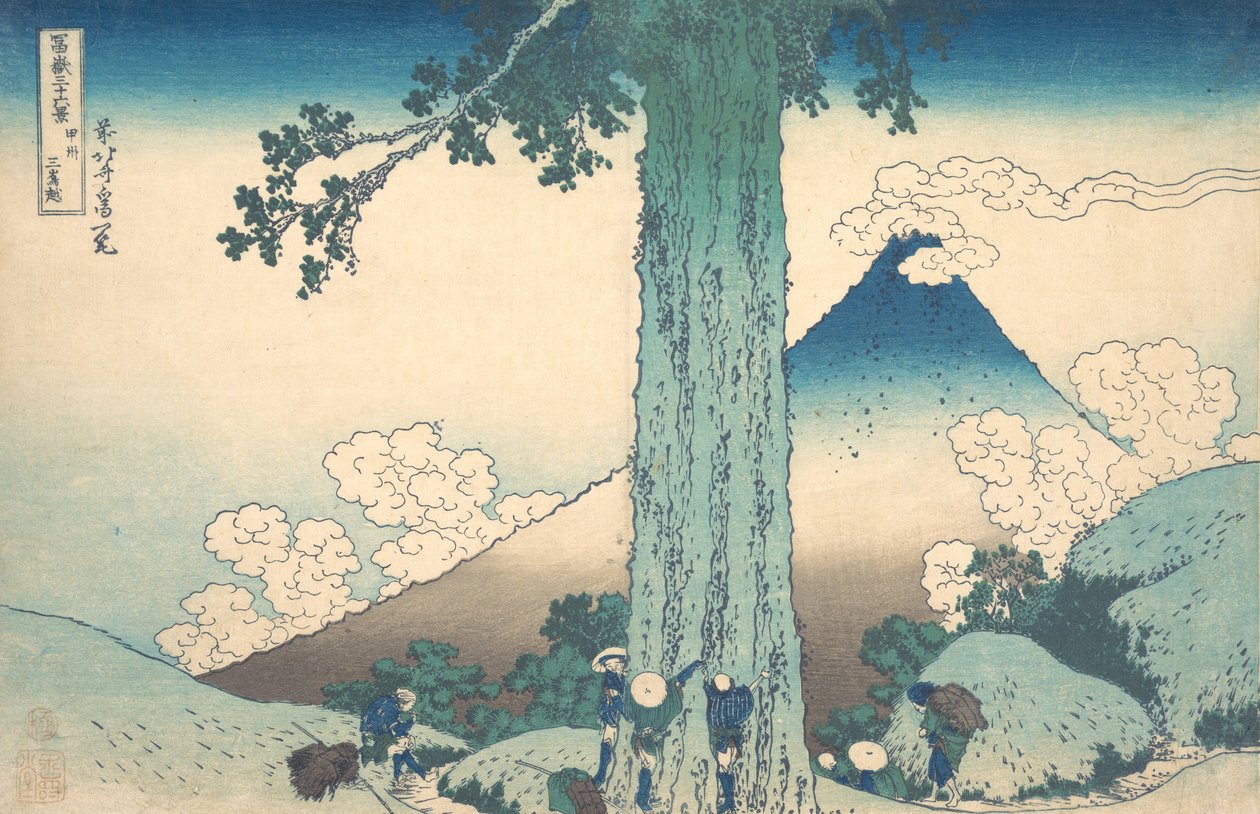 Kai Eyaletindeki Mishima Geçidi Koshu Mishima goe, Otuz Altı Görünüm dizisinden ..., ca. 1830-32. by Katsushika Hokusai