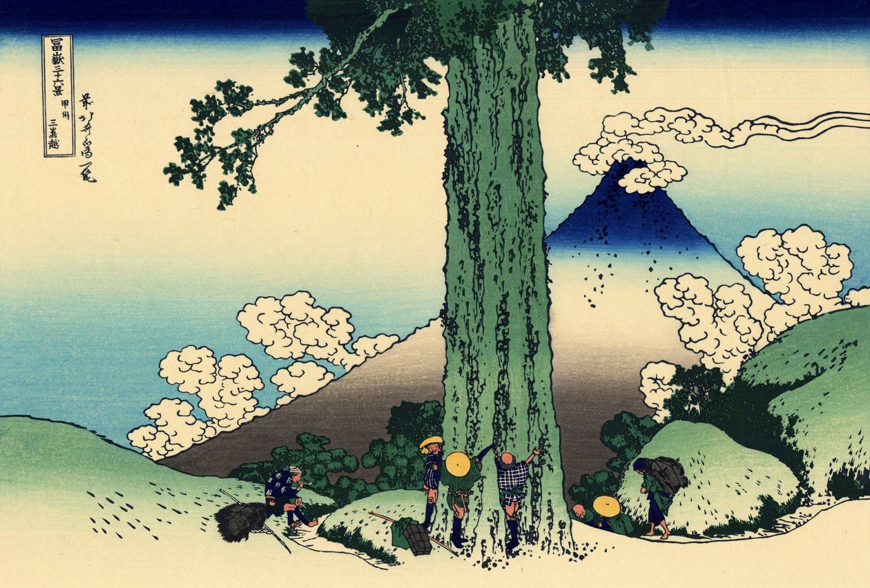 Kai eyaletindeki Mishima geçidi, 1830 dolayları (tahta baskı) by Katsushika Hokusai