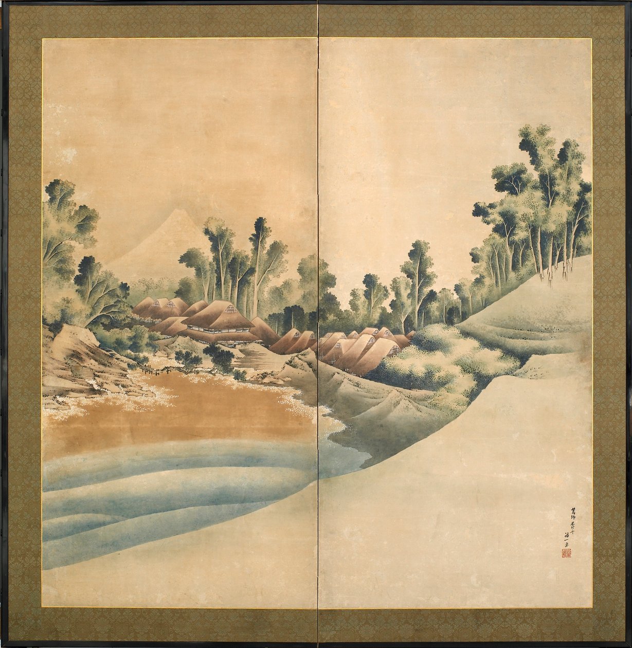 Fuji Dağı ve Enoshima, Edo Dönemi, c.1825 (kağıt üzerine mürekkep ve renk) by Katsushika Hokusai