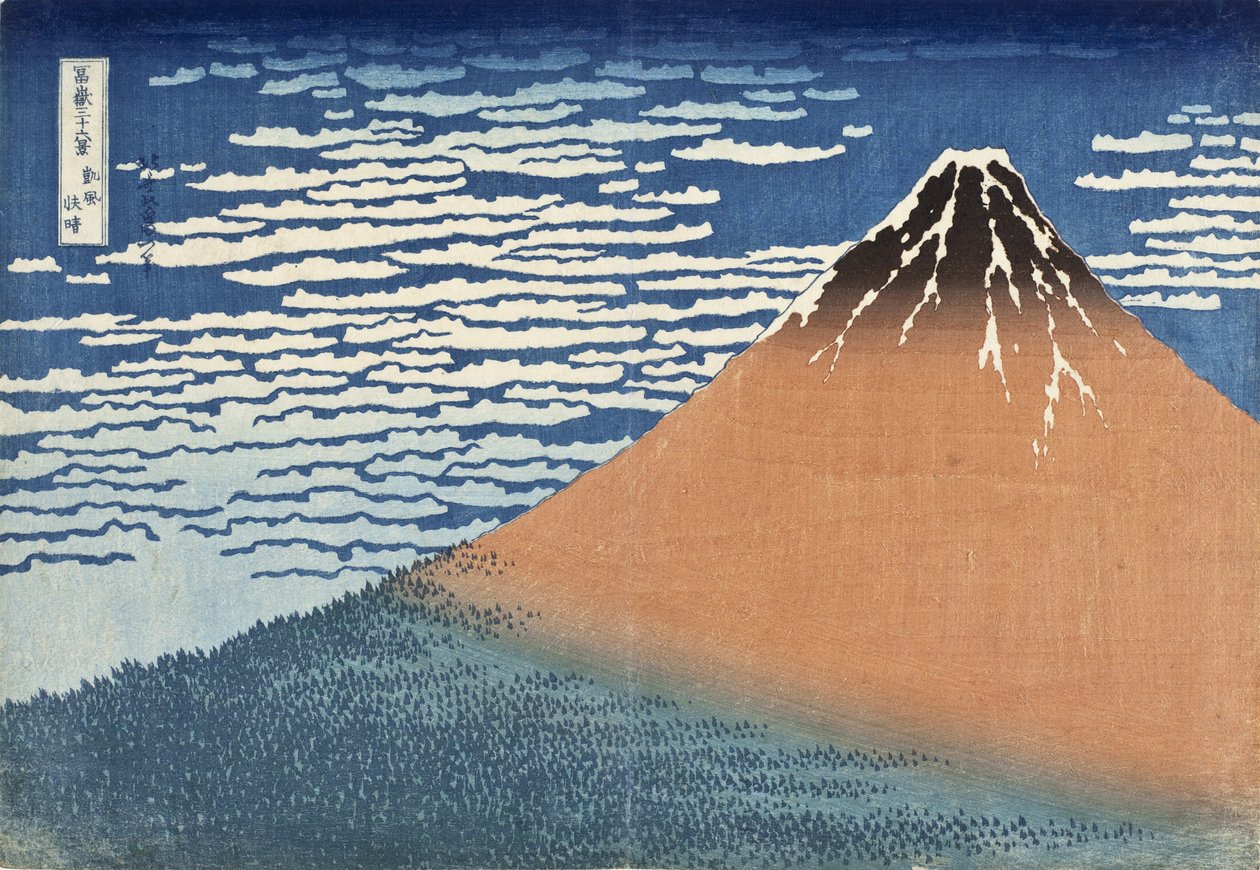 Açık Havada Fuji Dağı (Kızıl Fuji olarak da bilinir), c.1830 (tahta baskı) by Katsushika Hokusai