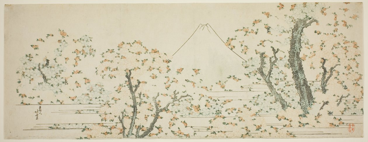 Bloom Kiraz Ağaçları ile Fuji Dağı by Katsushika Hokusai