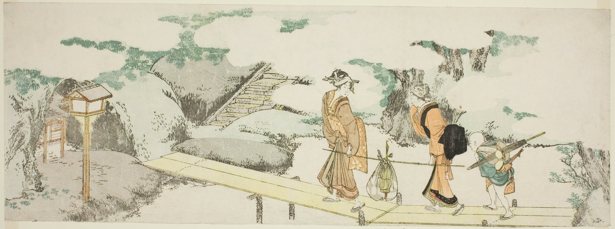 yaya köprüsünde by Katsushika Hokusai