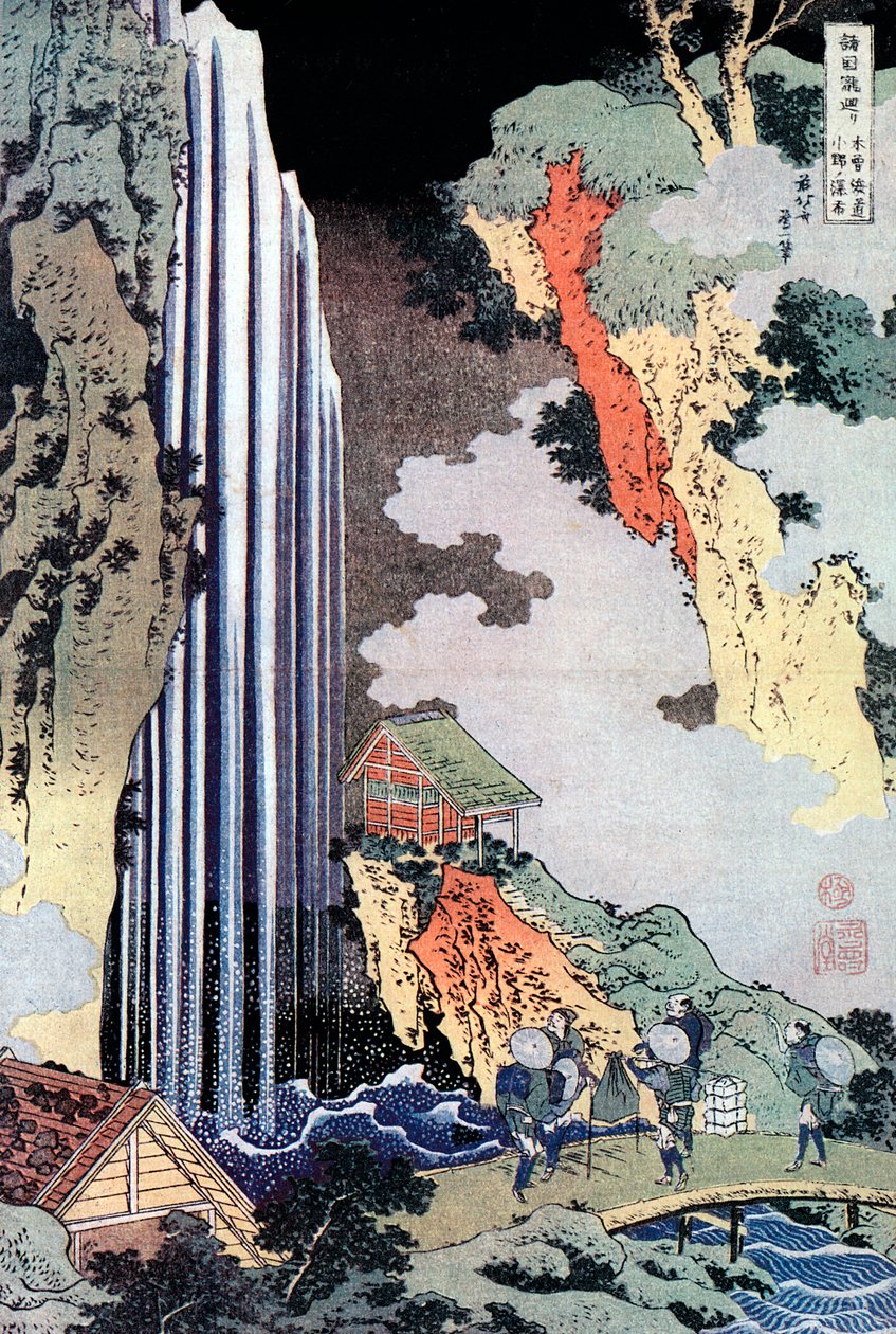 Kisokaido Boyunca Ono Şelalesi, c1780-1849 by Katsushika Hokusai